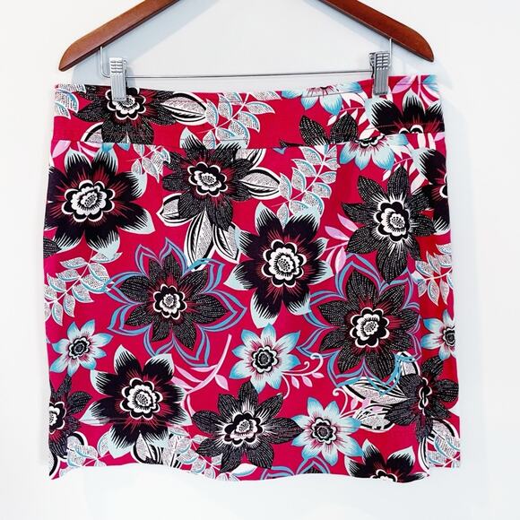 💗 3/$10 💗 Talbots Floral Print Pencil Skirt Pink Black Size 16 EUC - Picture 6 of 10